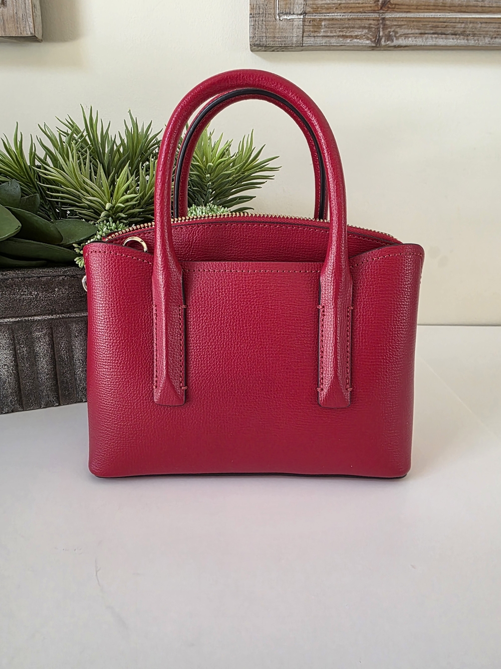 Kate Spade Margaux Mini Satchel Crossbody Hot Chili Red Textured Leather - Picture 4 of 14